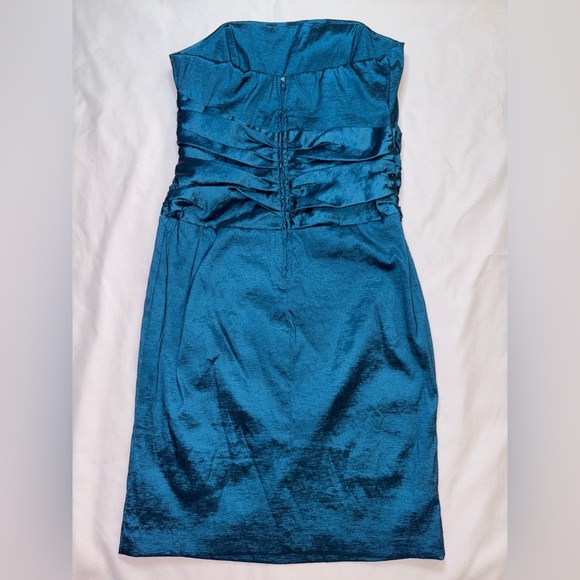 Ariella Size L Blue Metallic Y2K Strapless Concert Party Mini Dress - Picture 6 of 8